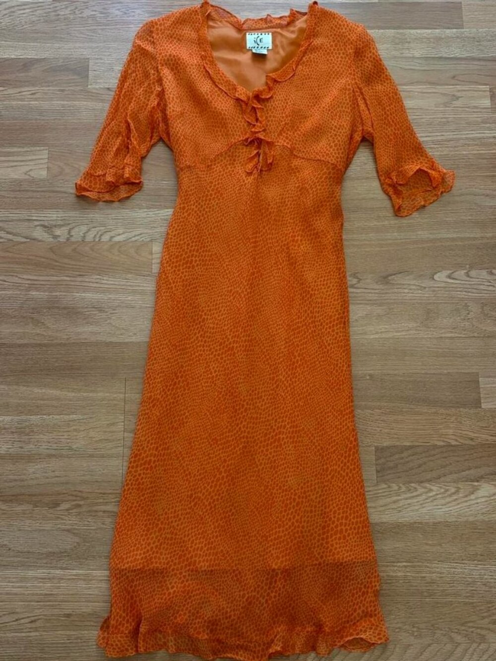 Silk Orange Sun Dress - Picture 2 of 7